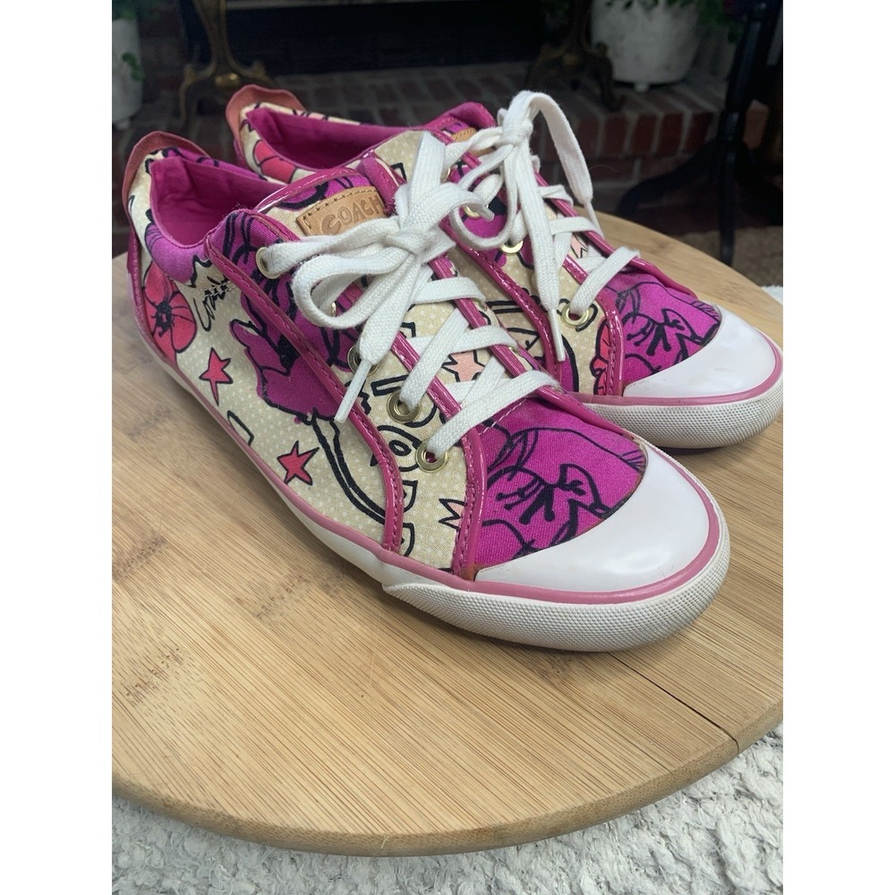 Coach Barrett Poppy Pink Petal Sneakers Y2K Streetwear Womens Size 9.5 B Q675